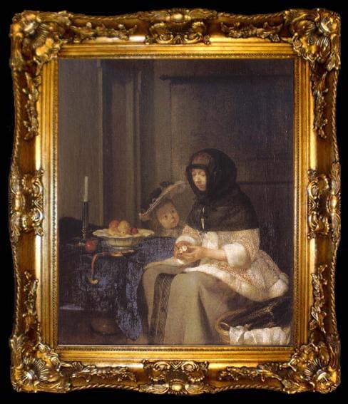 framed  Gerard Ter Borch Woman peeling an apple, ta009-2